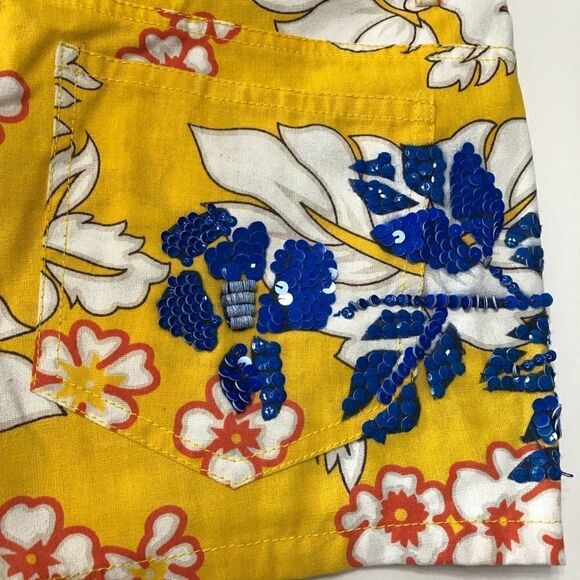 REVOLVE P.A.R.O.S.H. Farfetch Floral Blue Sequin Shorts 31 - Picture 5 of 11